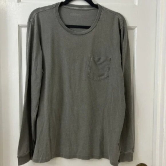 Outerknown T-Shirt Mens Large Green Long Sleeve Groovy-T USA Made Cotton Pocket - Picture 1 of 4